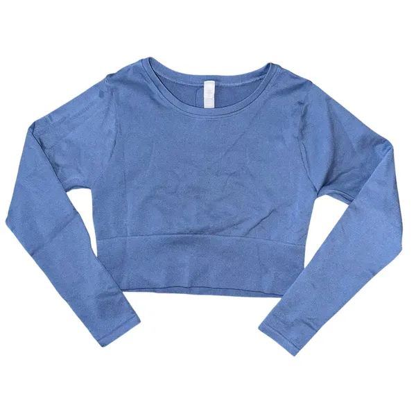OFFLINE Aerie Sidewalk Seamless Long Sleeve Cropped T-Shirt marbled blue medium - Image 5