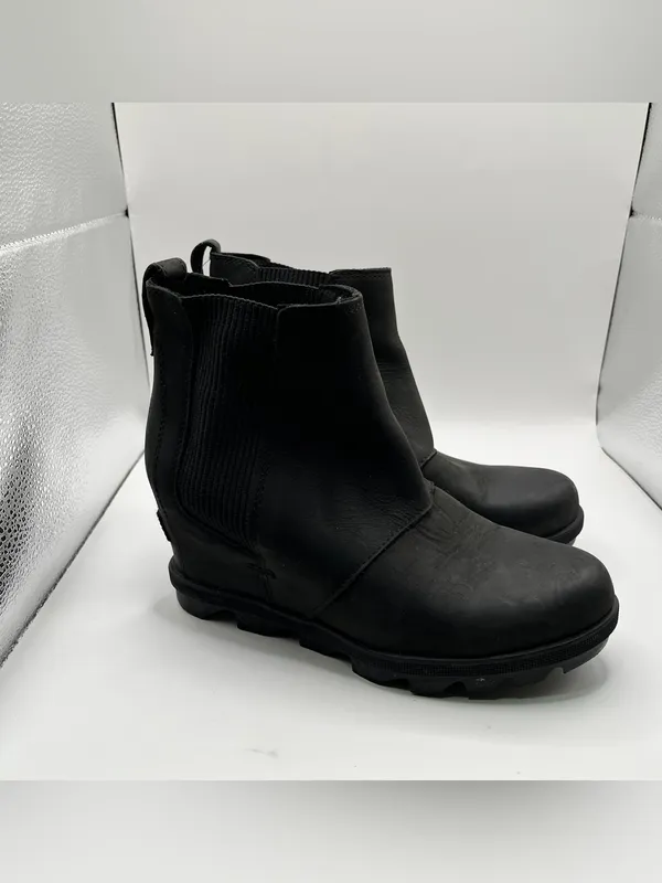 Sorel Joan of Arctic Wedge II Chelsea Boots Black Leather NL3320-010 Womens 6.5 - Image 5