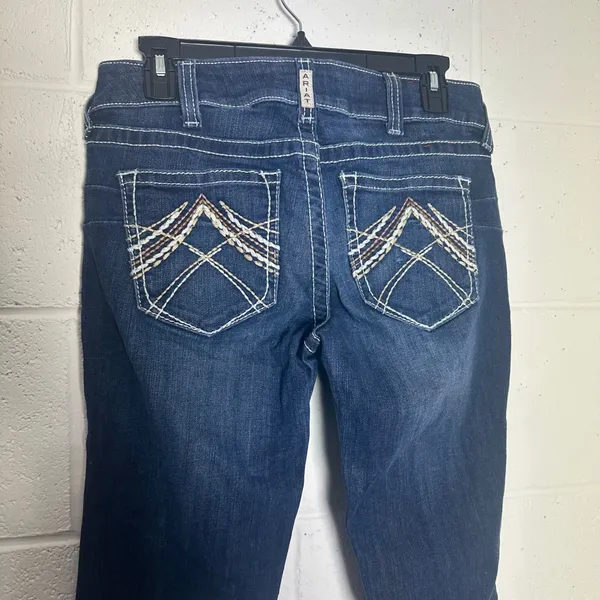 Ariat REAL Denim Womens 29L Dark Wash Embroidered Bootcut Jeans Mid Rise Blue - Image 4