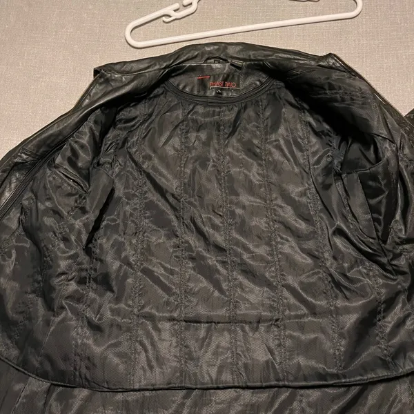 Vintage Mens Black Leather Biker Jacket XL Zip Front‎ Pockets Lined - Image 5