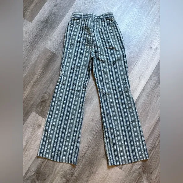 Urban Outfitters High Rise Flare Pants Blue Green Stripe 0 - Image 4