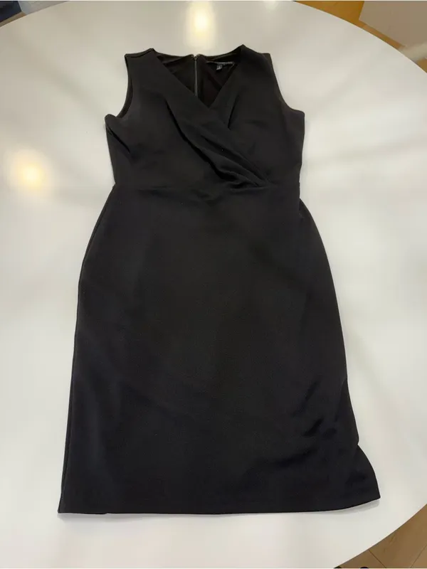 White House Black Market Black Sleeveless Faux-Wrap Midi Dress Size 8 - Image 2