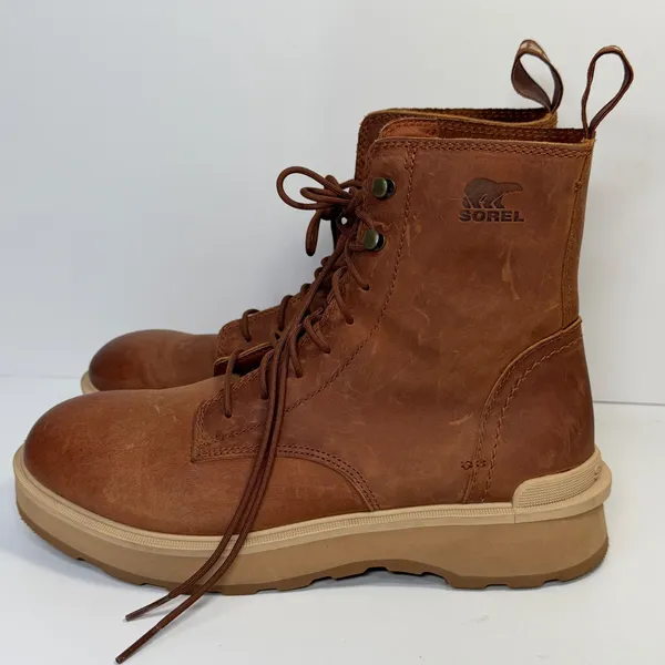 SOREL Hi Line Lace Boots Womens 9.5 Brown Leather Gorpcore Rugged Streetwear - Image 3