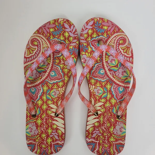 Vera Bradley Paisley in Paradise Womens Flip Flops Size 9 Pink Slip-On Summer - Image 2