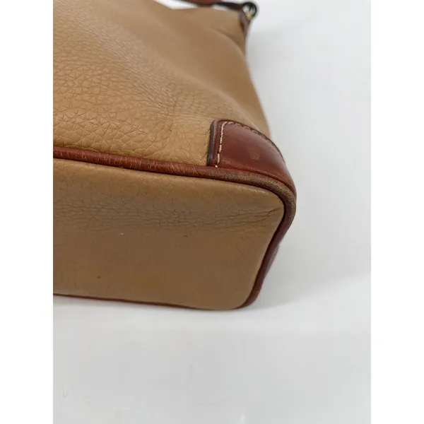 Dooney & Bourke Crossbody Bag‎ Leather Tan Brown Trim Zip Pocket Purse - Image 13