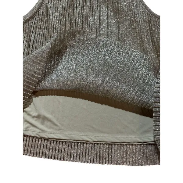 Mango women’s Gold Silver‎ Textured shimmer metallic tank blouse sz M - Image 8