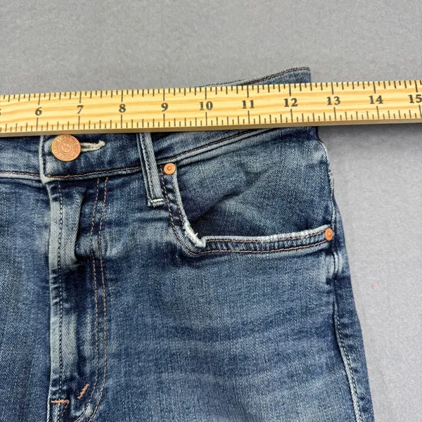 MOTHER The Insider Crop‎ Step Chew Jeans Dancing On Coals Blue Distressed 26 - Image 8