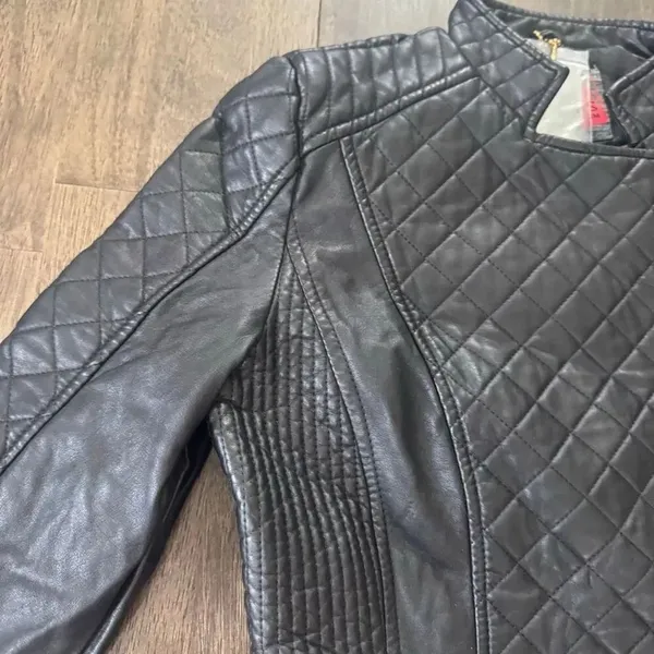 New Celsius Vegan Leather Black Biker Jacket - Image 2