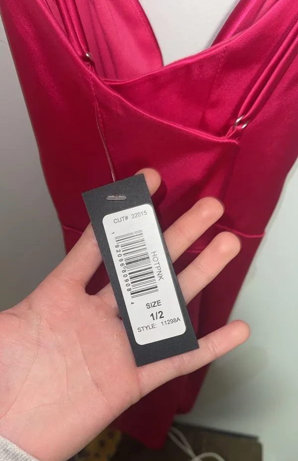 Dillard's Pink Satin Semi-Formal Dress - Image 5