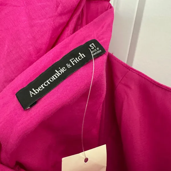 Abercrombie & Fitch‎ Emerson Drama Bow-Back Pink Maxi Dress Tiered Small Tall - Image 4
