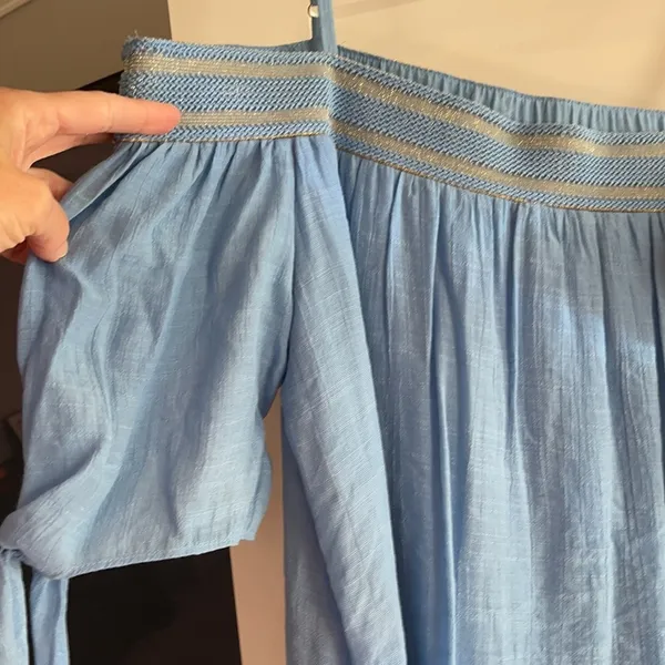 Blue flowy off the shoulder top - Image 2