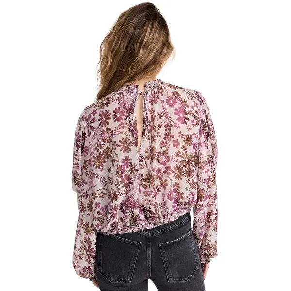 Free People Clarissa floral printed blouse Medium - Image 3