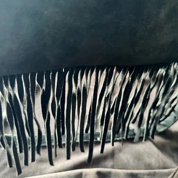 Black Suede Fringe Crossbody Bag Purse - Image 6