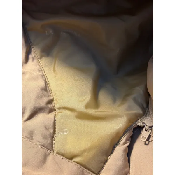 Lands End Tan‎ Quilted Puffer Jacket with Detachable Hood Petite Large 14-16 - Image 6