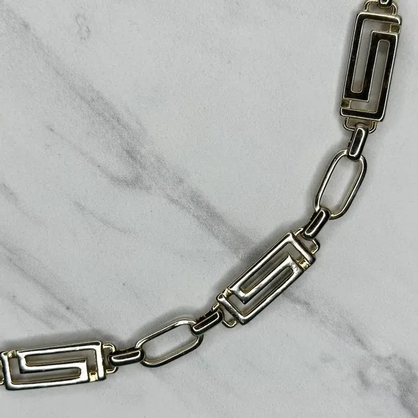 Greek Key Gold Tone Chain Belt One Size (OS) Adjustable Hook Closure ✨ - Image 6