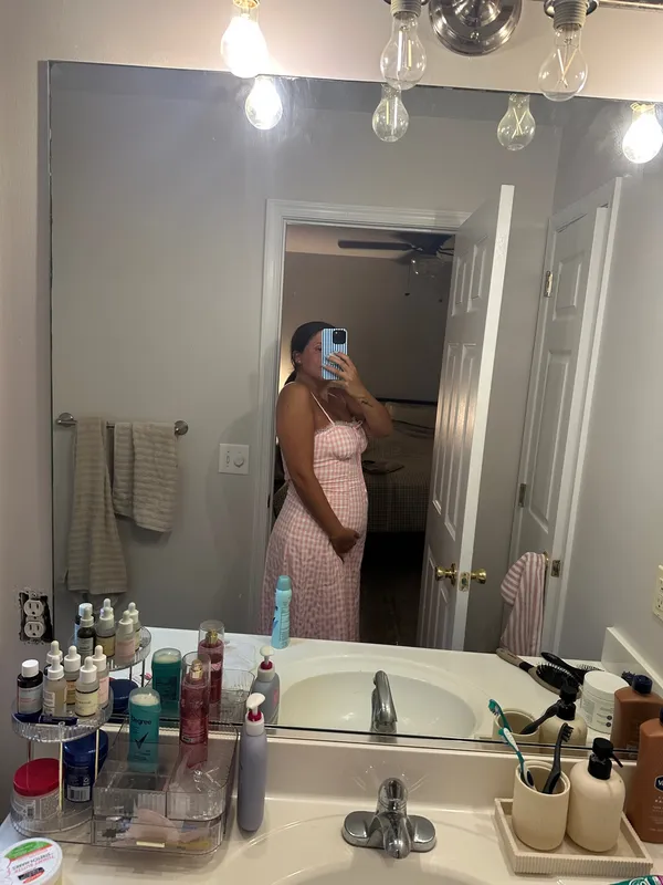 Pink Gingham Maxi Dress Size L - Image 3