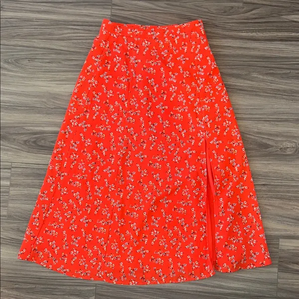 Lulu's Bliss Me Red Floral Print Midi Skirt - Image 3