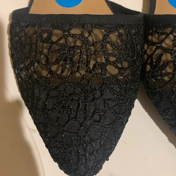 Self Esteem Black Flats with Black Netting - Image 2