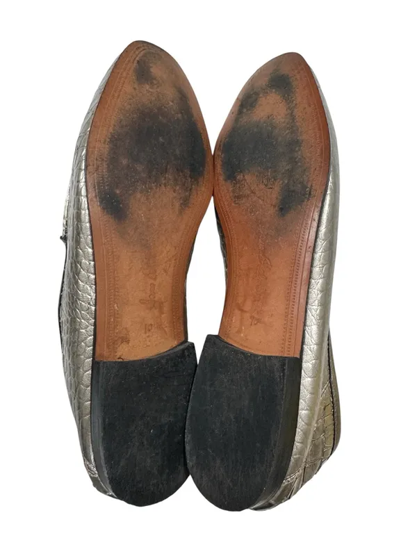 Sam Edelman Loraine Loafer Metallic Gold Crocodile Embossed Horsebit Leather 10M - Image 12