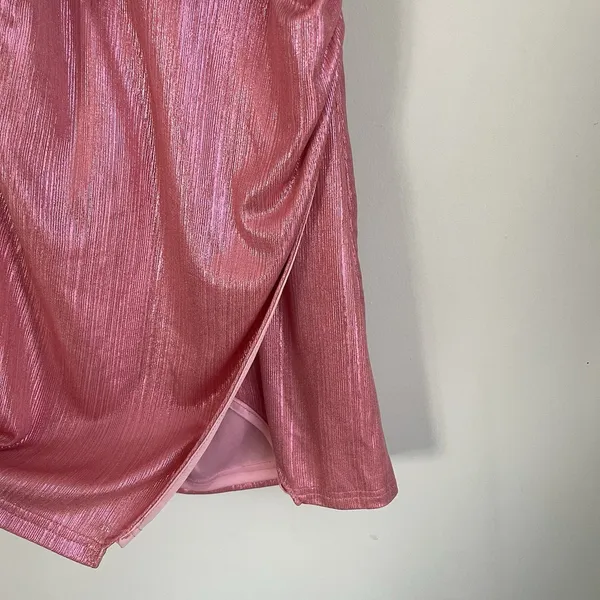 Revolve Superdown Missie Wrap Front Dress in Pink Metallic Size Small Micro Mini - Image 5