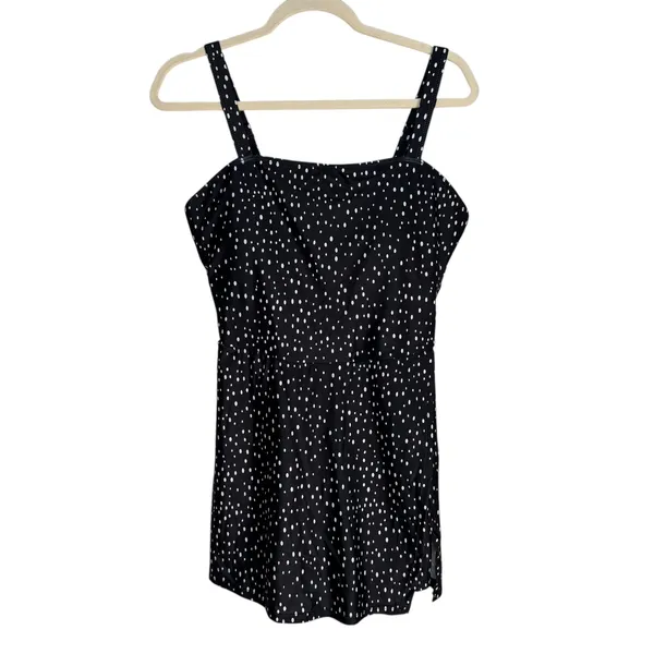 DACI Classic Fashion Collection Black White Polka Dot Square‎ Neck Mini Dress L - Image 8