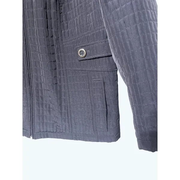 Gallery 1X Quilted Barn Coat Midnight Blue Zip Snap Jacket Plus Size - Image 3