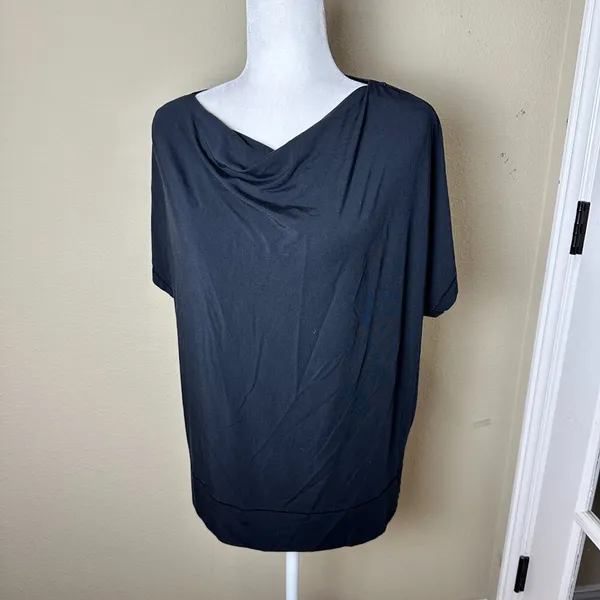 ATHLETA Drape Neck Short Sleeve Knit Top T Shirt Blouse Size Medium - Image 2