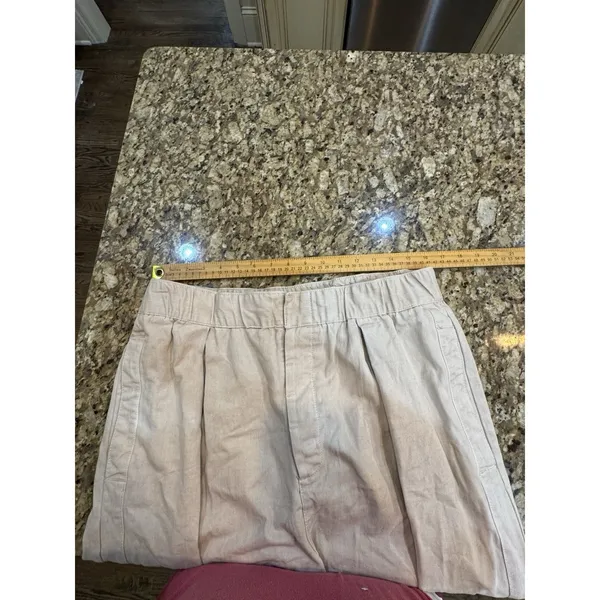 Free People High Rise Super Wide Leg Cuffed Khaki Trousers Pleated Size Large - Image 9