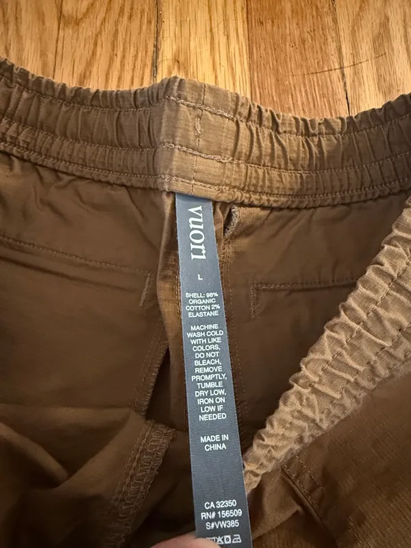 Vuori vintage rip stop short Elastic Waist Utility Brown size large organic - Image 5