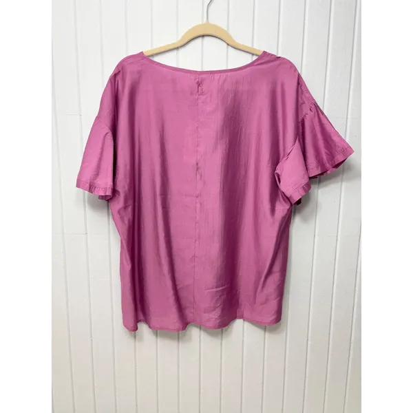 Easel Los Angeles Orchid Purple Ruffle Sleeve Blouse Top 1X‎ NWT - Image 3