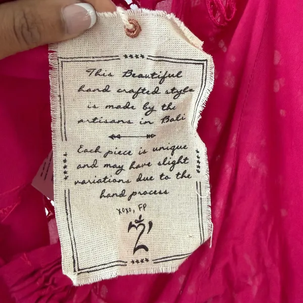 Free People S Pink Embroidered Lace‎ Halter Top Bali Boho Cami Cottage Peasant - Image 4