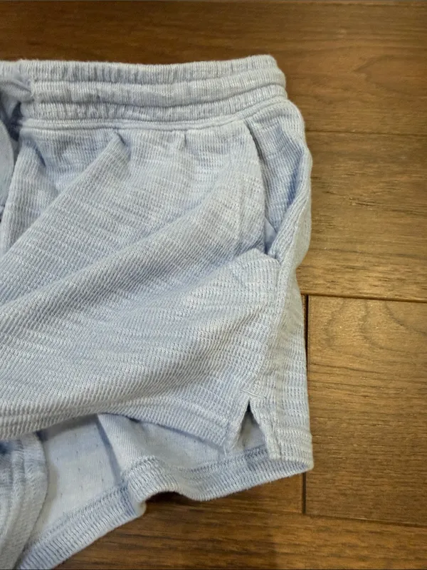 aerie Light Blue Ribbed Knit Drawstring Lounge/Pajama Shorts Medium - C54-002 - Image 3