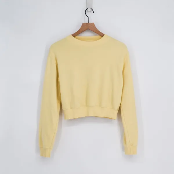 Aritzia TNA Cozy Fleece Perfect Crew Sweatshirt Yellow Solid Pullover Women's XS - Image 2