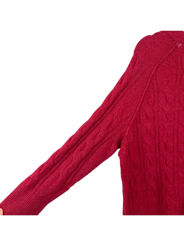 Aerie Burgundy Cable Knit Sweater Size Large NWT Classic Style Oversized Fit - Image 4
