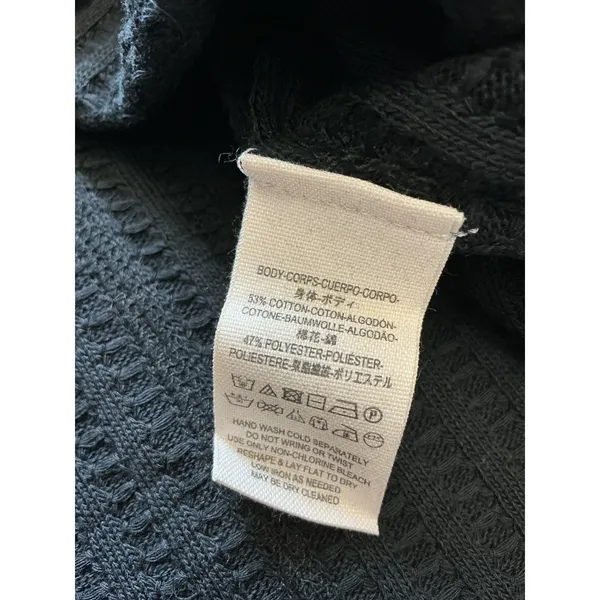 We The Free Free People Black Waffle Knit Cowl Neck Thermal Top XS - Image 8