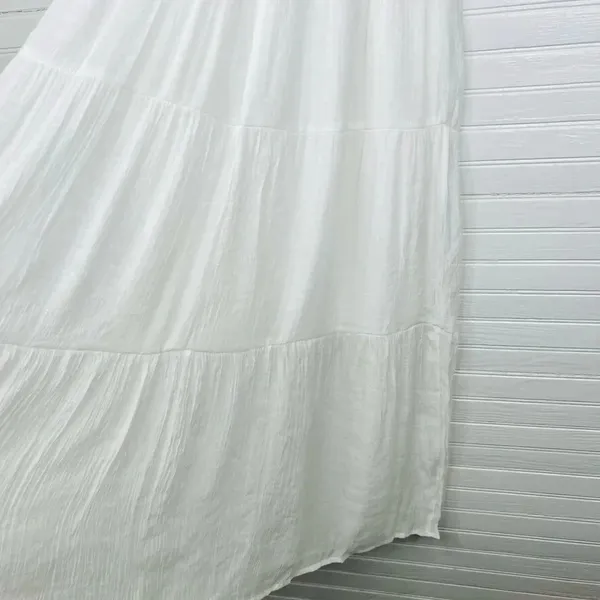 Blu Pepper Women's Smocked Ruffle Sleeve Tiered Midi Dress White Size M - Image 9