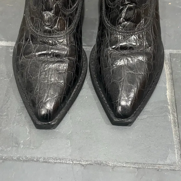 Lavorazione Artigiana Black Textured Leather Short Western Style Boot - 8.5N - Image 3