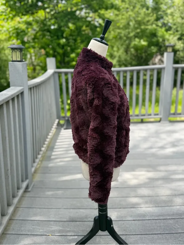 Lemon Tart Plum Faux Fur Jacket Cozy Luxe Winter Coat - Image 3