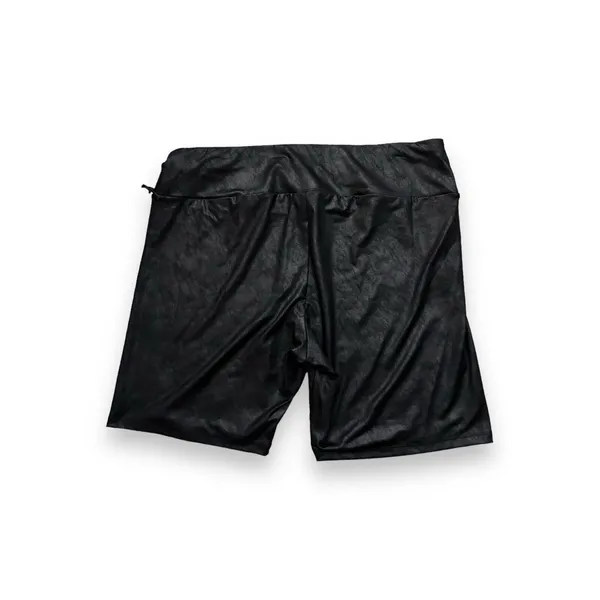 Ava & Viv Women's Plus Bike Shorts Black High Rise Liquid Shine Sharkskin 2X - Image 2