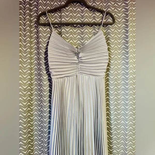 Petal and Pup | Naira Silver Pleated Midi Dress, size US2 - Image 3