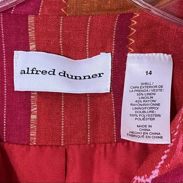 Vintage Alfred Dunner Patchwork Linen Jacket 14 Shacket - Image 4