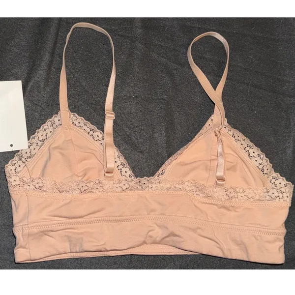 Jenni Intimates Womens Lace Trim Bralette Chai Peach Small 100120857 NWT - Image 3