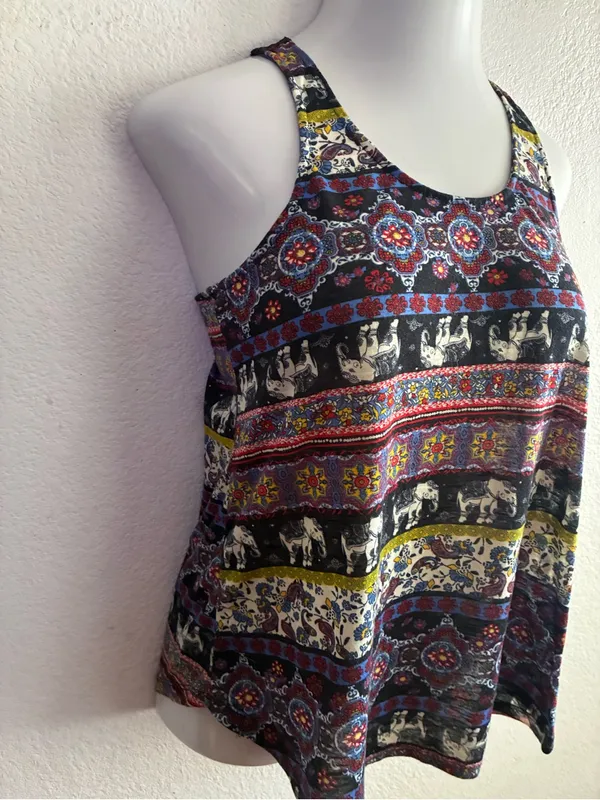 Self Esteem Bohemian Print Race Back Tank Multicolor L - Image 4