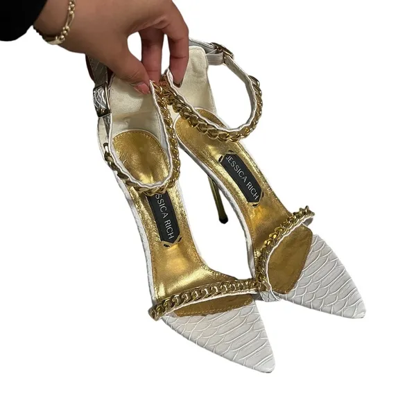 JESSICA RICH Monaco Chain Leather Heels Stilettos - Image 13