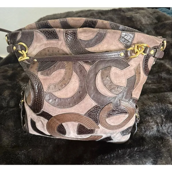 Coach Brooke Inlaid C Leather Suede Large Hobo Shoulder Bag 14340 15x13 - Image 6
