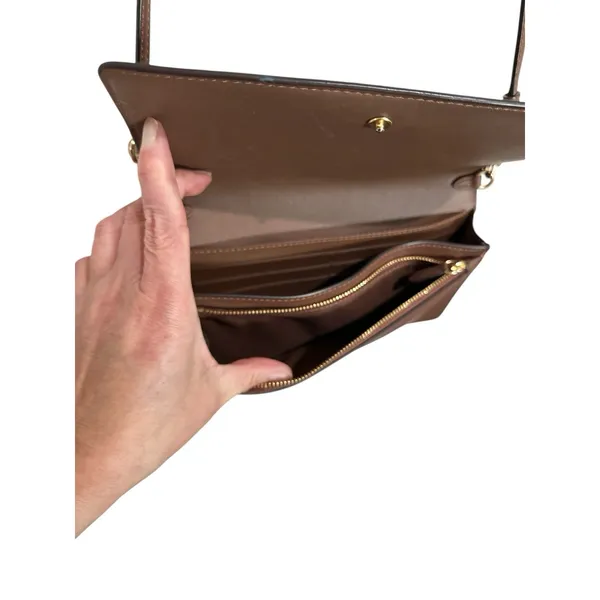 COACH Signature Hayden Folded Over Cross Body Brown 41920 Clutch in Color Block - Image 5