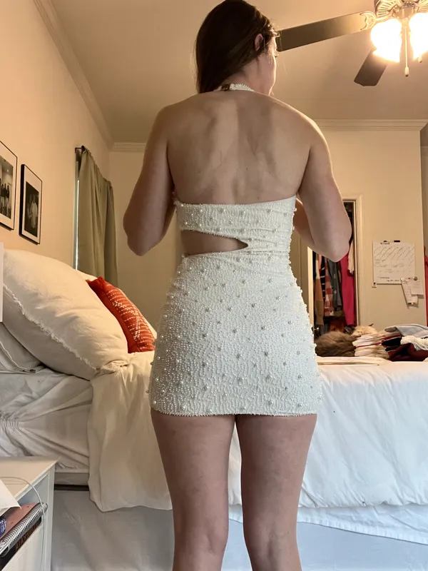 Oh Polly White Pearl Bodycon Dress - Image 6