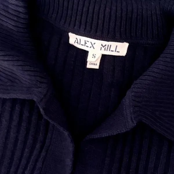 ALEX MILL Ribbed Tunic Sweater Dark Navy Blue Pullover Merino Wool Knit Small - Image 11
