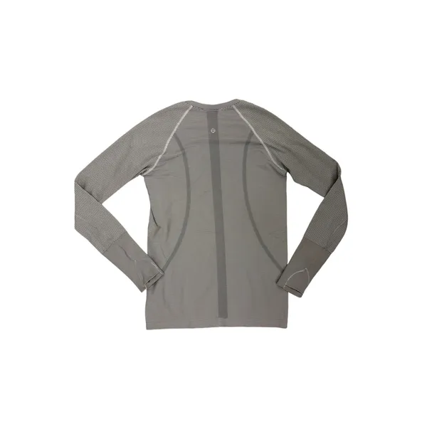 lululemon Swiftly Tech Long Sleeve 2.0 Tempo White Black Stripe Shirt Size 8 - Image 2