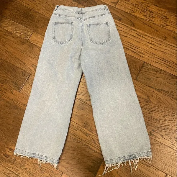 Princess Polly Wide Straight Leg Jeans Size 6 Light Wash - Image 2
